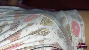 Step sister spreads her legs to caress her pussy