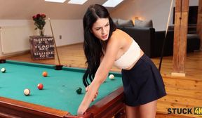 STUCK4K Brunette doesnt know that pool game will lead to copulation