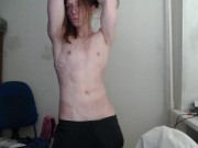 Guy with Glasses fondles Himself on Camera