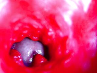 Bizarre close-up ASMR head inside soaked snatch