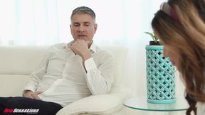 Teen Clara Seducing Mature Man′s Big Stick