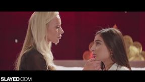 Slayed blonde Kayden teaches naughty Emily a lesson