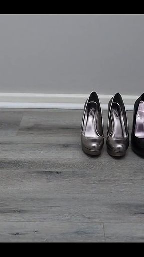 Trying on Different High Heels While Wearing Nylon Stockings
