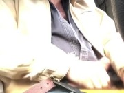 Hairy jerks off in pick up truck
