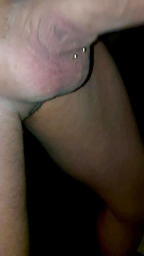 Slow motion pierced dick - closeup