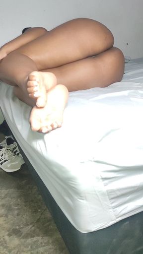 Petite Barefoot Girl Enters Her Stepbrother's Room Looking for Cock
