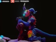 Flamedramon and Hybrid 2 Rock
