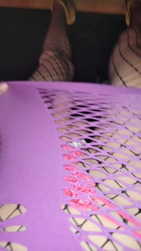 Purple Dress💜, Yellow High Heels, Fishnet Stockings, Pink Tie Thong [&sup1;⁵sept&sup2;⁵] VaneSsaBiTCHx