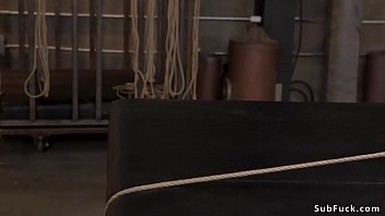 Back arch bondage and whip for slave