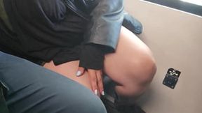 Latina woman masturbates on crowded bus