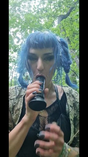 Goblingirly Rides Dildo in Forest