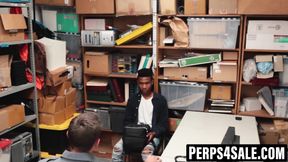 Ebony thief pounded out by securitys enormous cock