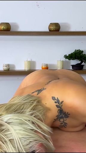 Beautiful Petite Fitness Muscular Blonde Gives Massage with Happy Ending to Brian Evansx