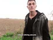 CZECH HUNTER 556 - Blond Twink Gets Fucked On A Tree In Public For Cash After His Gf Dumped Him