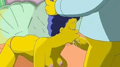 Watch Marge in a funny simpsons cartoon cumshot video!