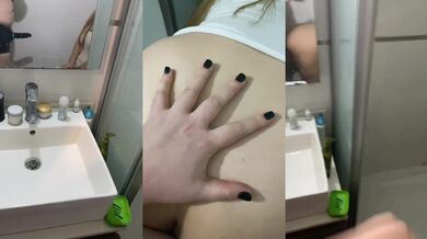 SURPRISE STRAPON FUCK FOR MY CHUBBY GIRLFRIEND IN BATHROOM