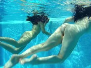 Diana Rius and Sheril Blossom hot lesbians underwater