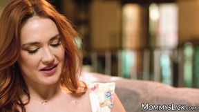 Freya Parker eats ex stepmom Siri Dahls hairy pussy on the couch