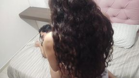 I penetrate my hot friend with a strap-on until I have an orgasm