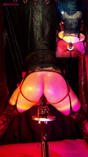 Giving Myself Pleasure Through My Hole, Riding Hard, Bouncing Oiled up, and Wearing Black Lingerie 4