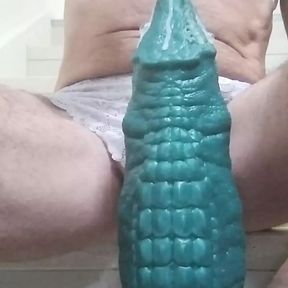 CD Rides Large Crocodile Dildo and Cums