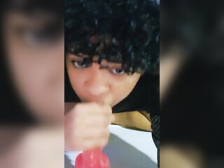 Large Booty Femboy gives a Oral pleasure to a Sex-toy