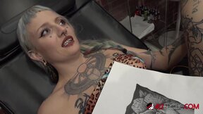 River Dawn INK Gets Her Pussy Tattooed While Blowing Sascha