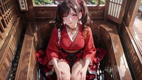 Taboo First Encounter at the Shrine, Kneeling in the Corridor While Stroking Her Hair