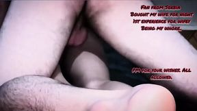 Fan from Serbia paid to destroy my wife's ass and creampied her rough