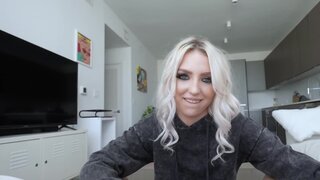 Blonde cutie Britt Blair gets a hard cock in POV-style video