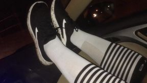 Dirty Diana Kicking Soccer Ball in Booty Shorts Night Time