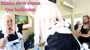 Bimbo slave cleans bathroom for Alpha Couple