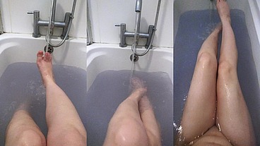 Enjoying the feeling of the warm water rushing between my toes as I relax in the bath
