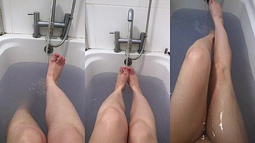 Enjoying the feeling of the warm water rushing between my toes as I relax in the bath