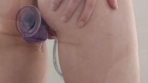 Through the Glass – A Steamy Shower Dildo Ride