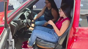 Adrianna and Balbina cranking and reeving the old FIAT UNO