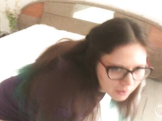 Angel in glasses does blow job