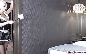 Longhair Blonde babe KsuColt toying and fisting her asshole
