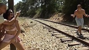 Ravishing Francoise gets ravished on railroad tracks