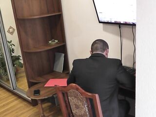 Office secretary. Boss screws secretary and spunk fountain. Office camera