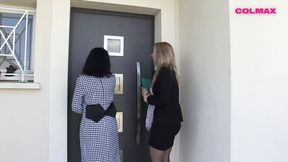 Two sexy colleagues get intimate in a steamy lesbian encounter