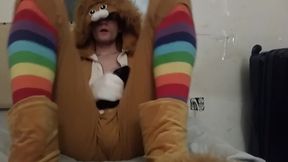 Masturbating in my lion onesie pajamas