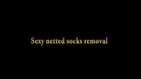 Sexy netted socks removal