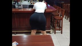 Big ass waitress waiting for order