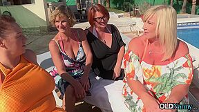 Foursome Pool Party Of Only Mature And Really Horny Ladies