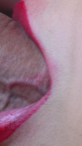 Close-up: Red Lips, Veiny Dick and Much Cum - Goddess Amy