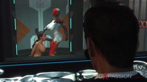 Big Tits Brunette Choked Deepthroated Then Anal Wrecked by Shemale Robot