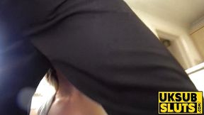 UKSubSluts com - Submissive slut takes deepthroat and gets fucked in both holes by master