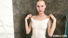 ”Nancy A is rubbing her delicious beaver under the shower”