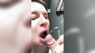Skinny guy sucks fat guy in pool locker room